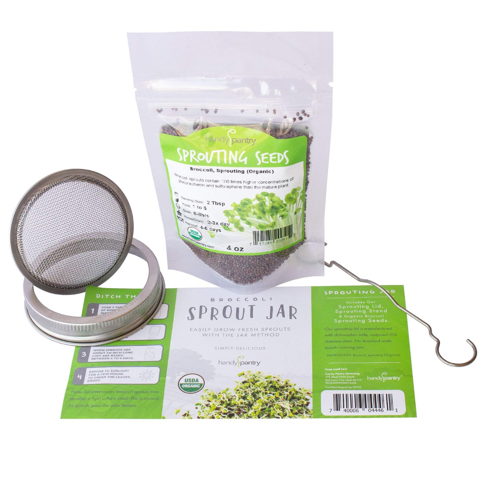Organic Broccoli Sprout Kit with Stainless Steel Lid, Stand, NonGMO Seeds