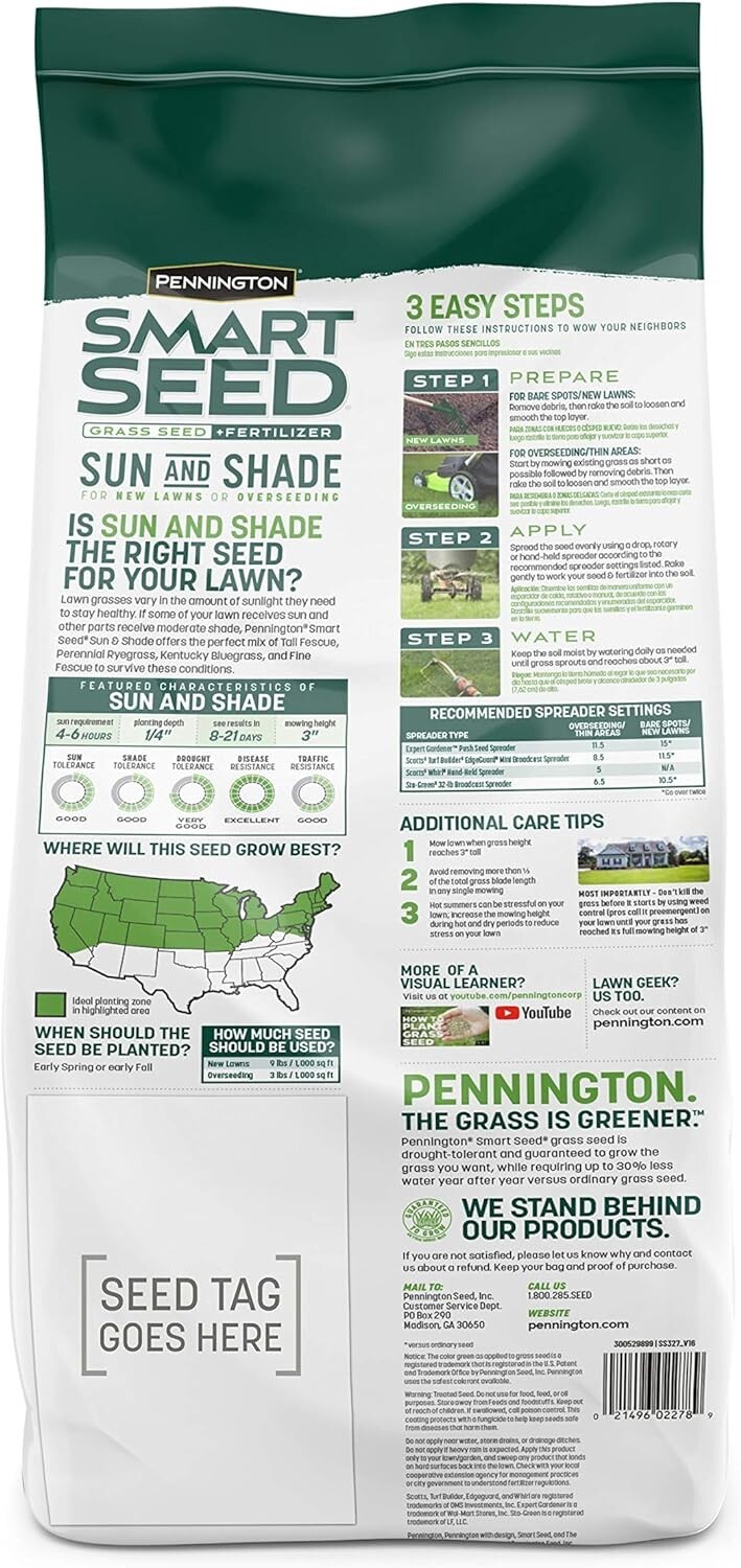 7 lb Smart Seed Mix for Lush Lawns: Disease Resistant, Water Saving Formula