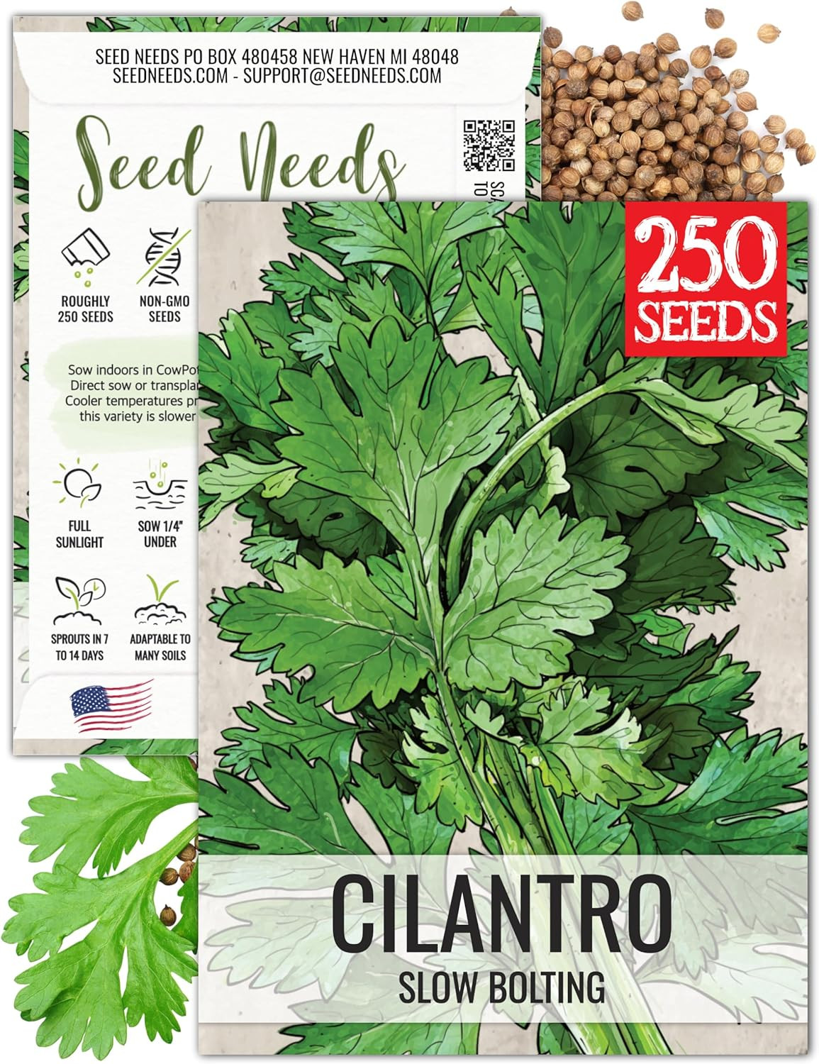 Cilantro Seeds for Planting Coriander Kitchen Herbs – Non-Gmo Heirloom & Untreat