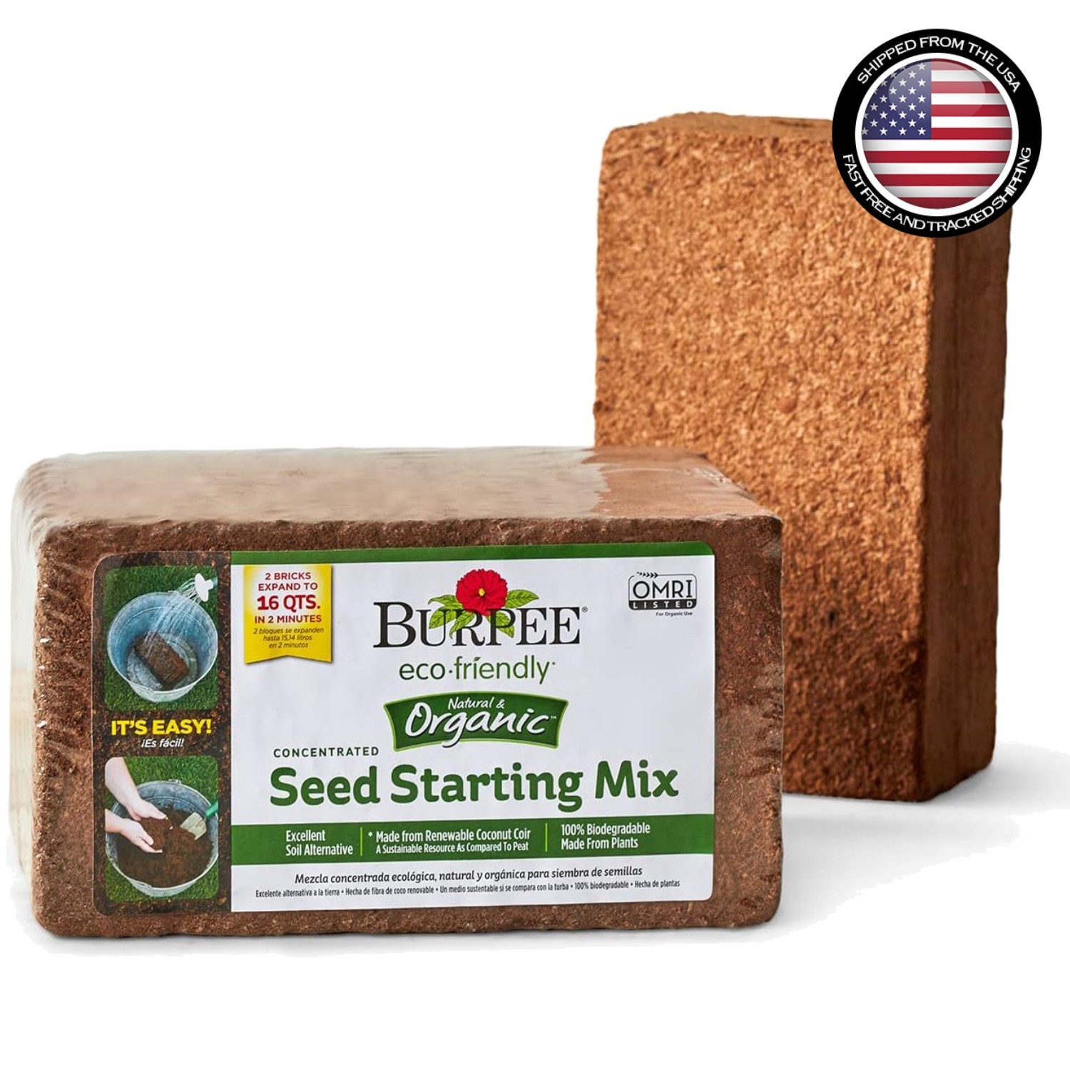 Expanding Organic Coconut Coir Seed Starting Mix, 16 Quart – 100% Biodegradable