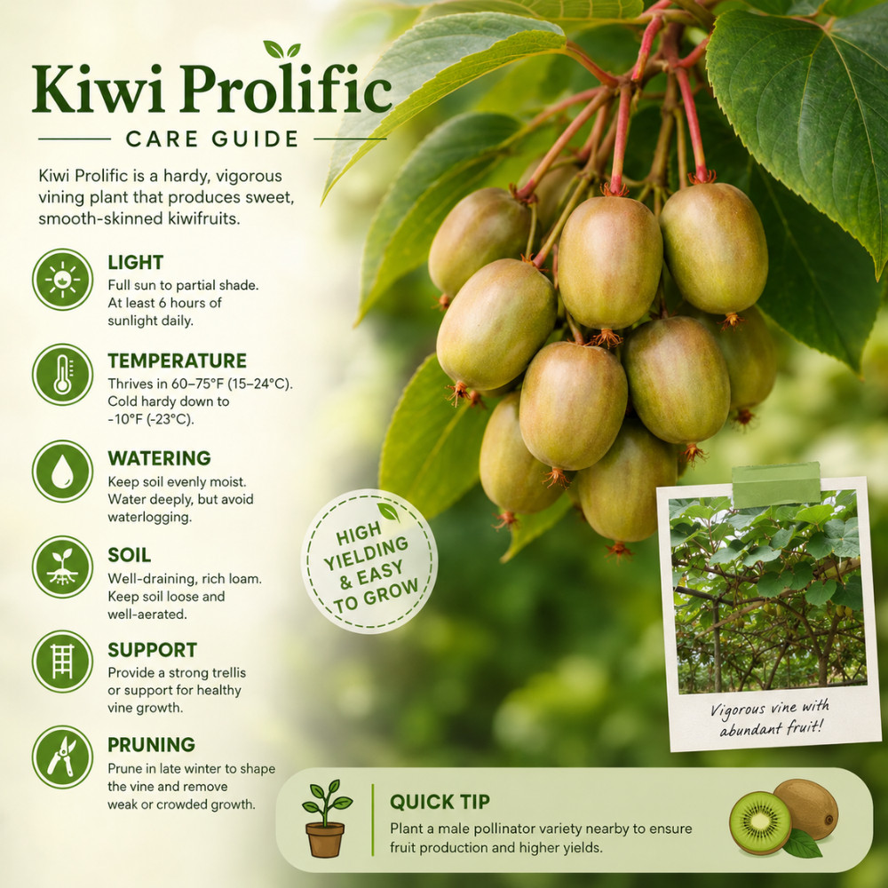 Kiwi Prolific Live Plant 4-6 Inches Tall Rooted Self Fertile Hardy Vine