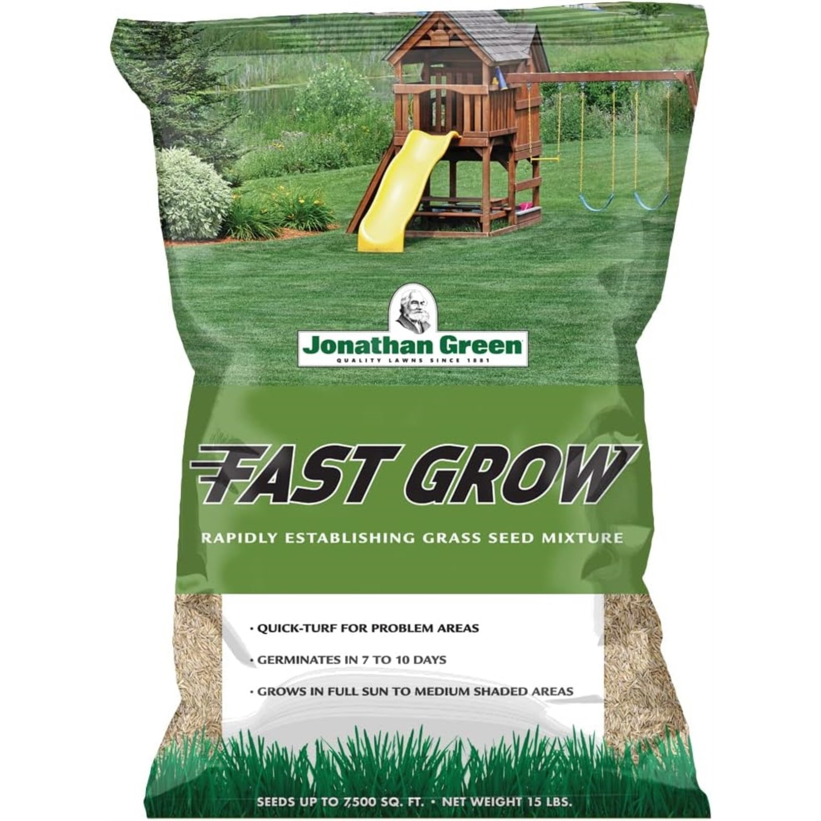 Jonathan Green (#10830) Fast Grow Grass Seed Mixture, 15lb bag, 2 Pack