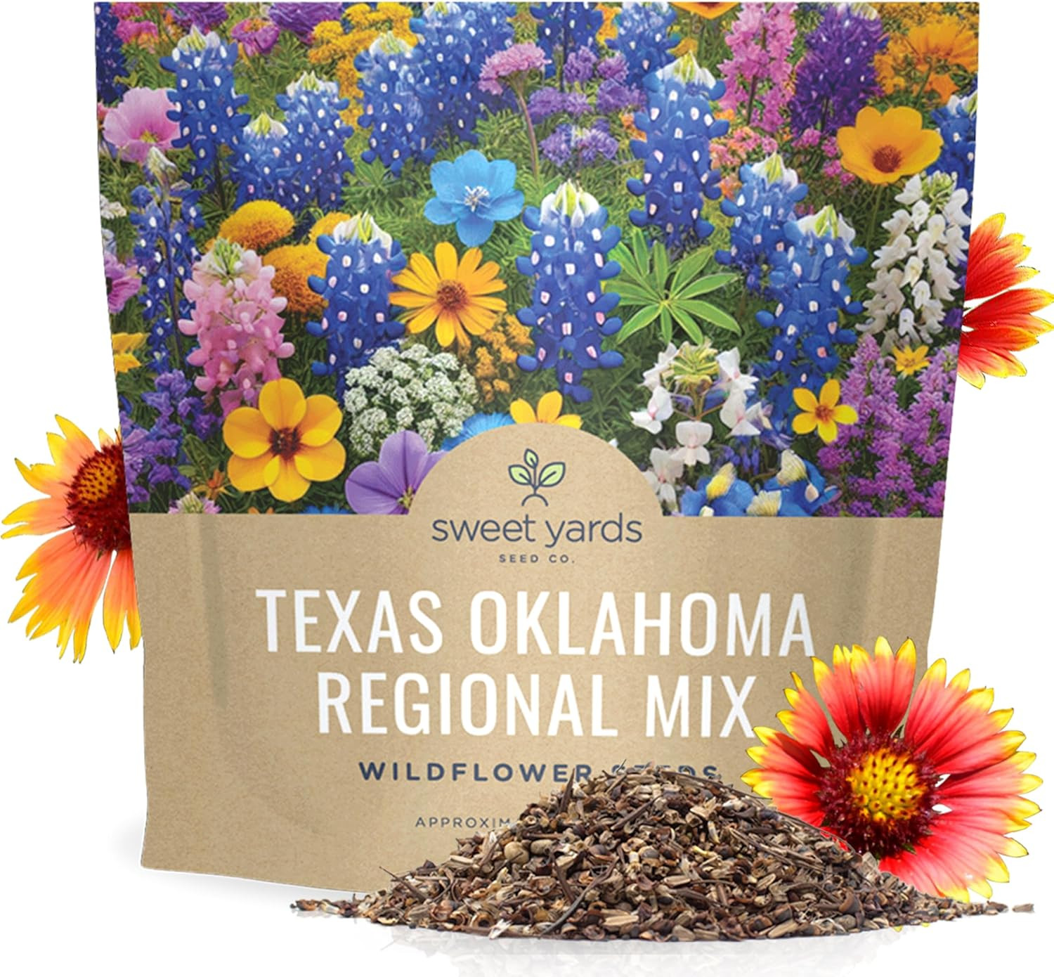 Texas Oklahoma Wildflower Seeds Mixture – Bulk 1 Ounce Packet – over 15,000 Nati