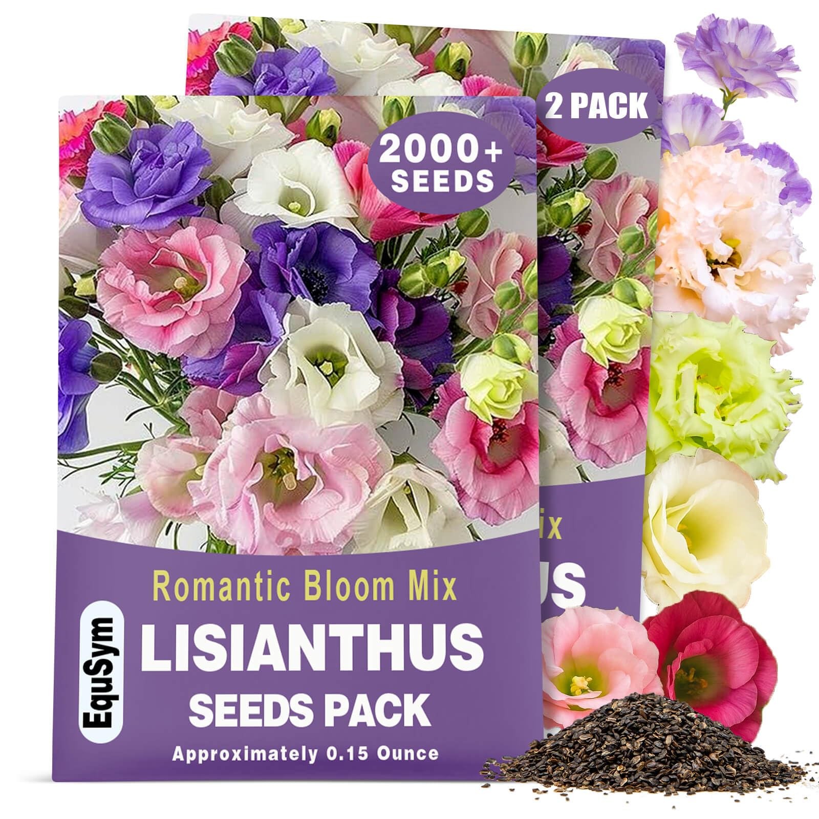 2000+ Lisianthus Seeds for Planting 2 Pack Mixed Color Perennial Eustoma Gra…