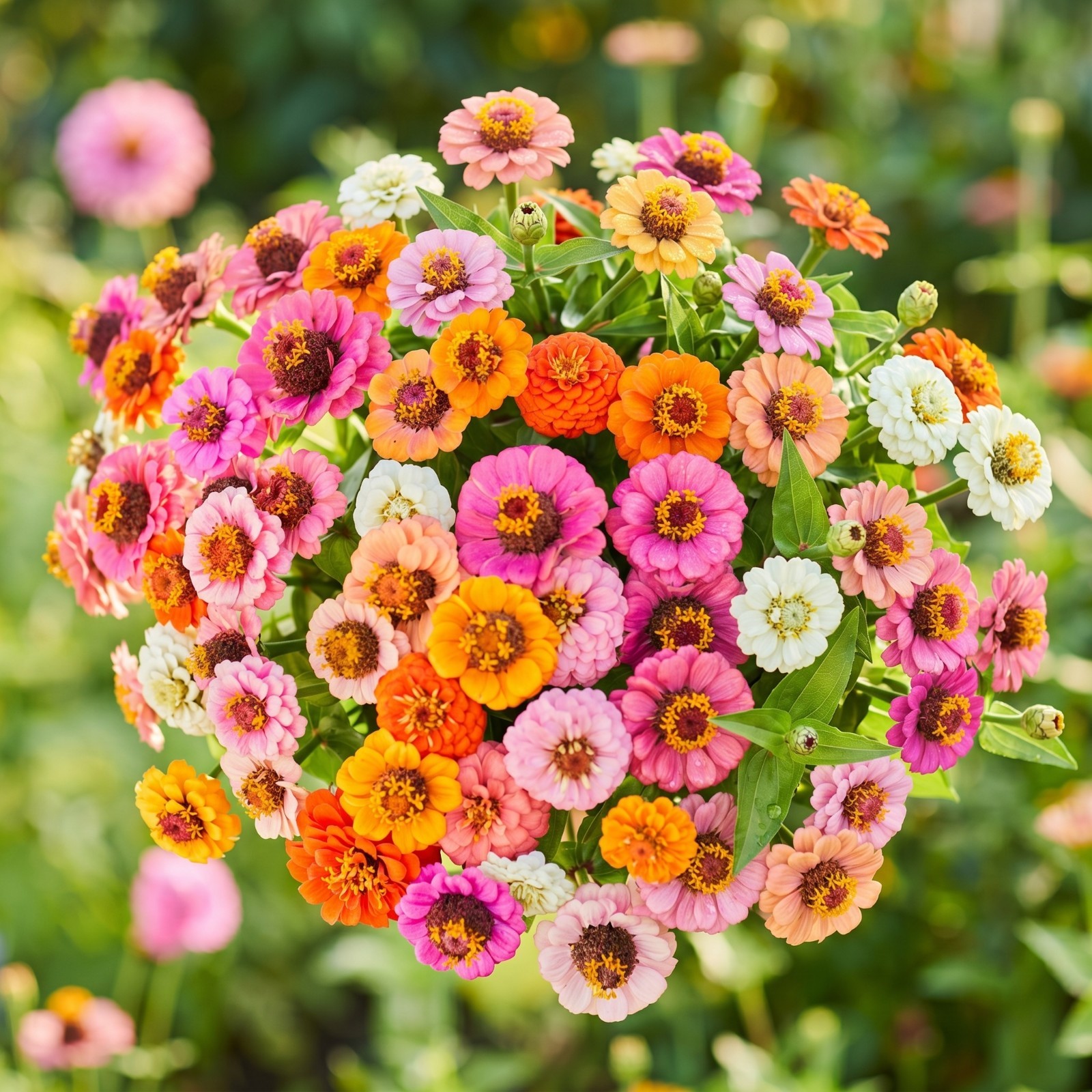 Zinnia 3-PACK DWARF COMPACT MID-HEIGHT Garden Mix Pollinator Non-GMO 600 Seeds