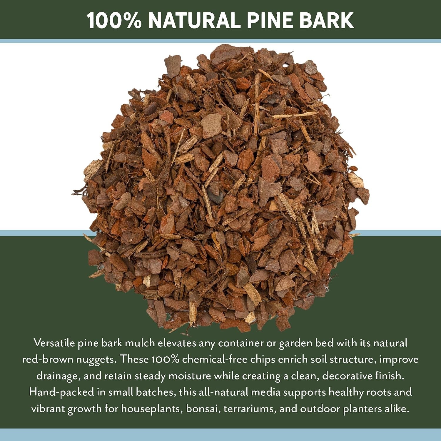 All-Natural Pine Bark Mulch for Soil Supplement and Houseplant Decor 8 Quarts