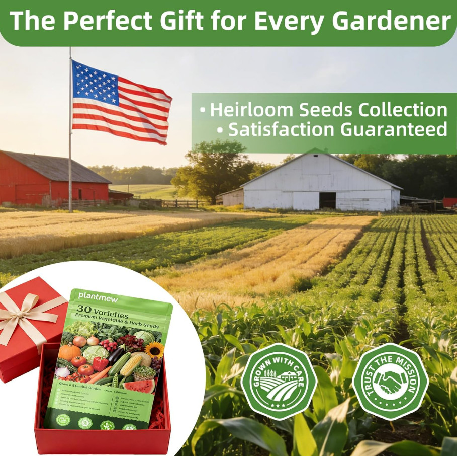 Heirloom Vegetable Seeds Kit, 15,000+ Non-GMO Seeds for Indoor & Outdoor Grow XL