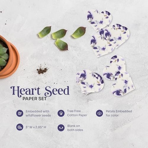 Heart Seed Paper Set of 24 Writable Plantable Wildflower with Envelopes