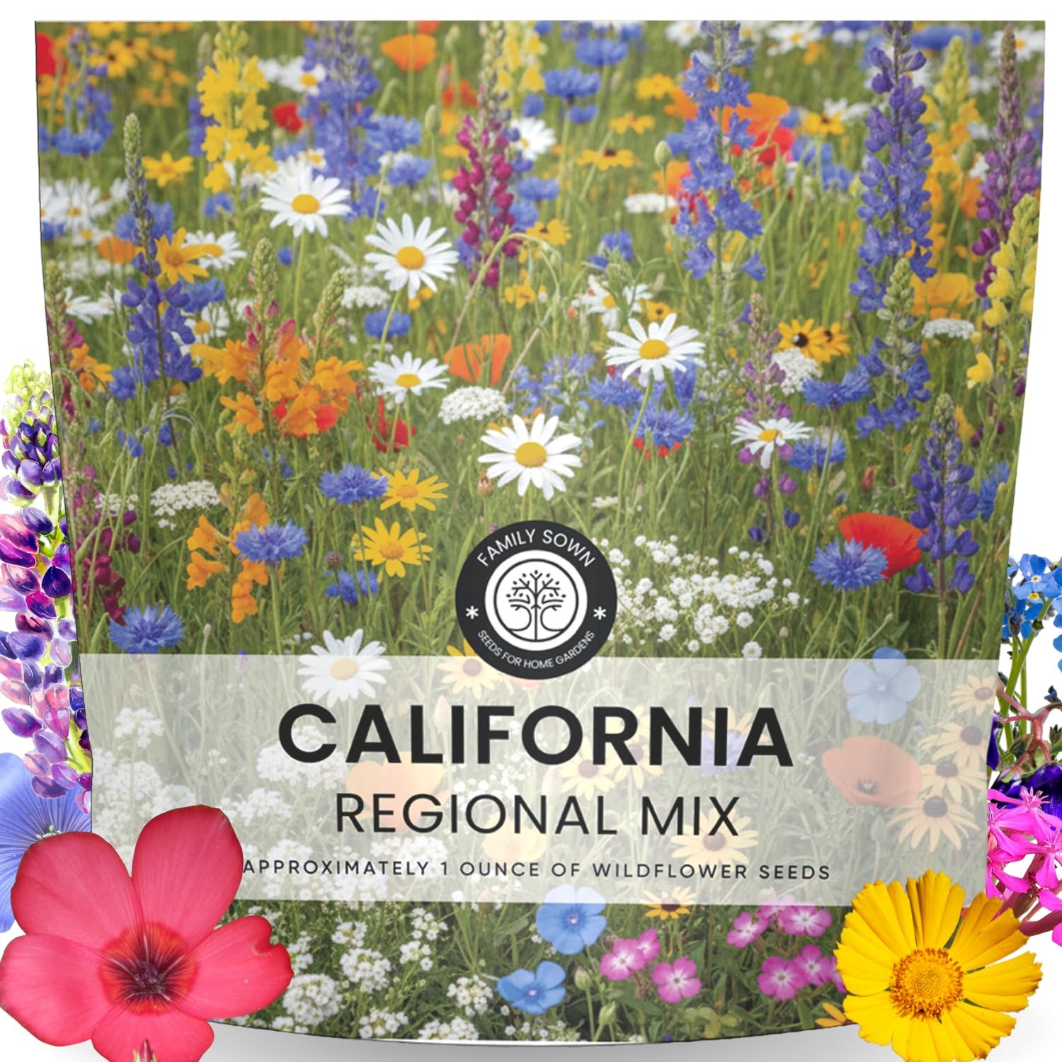 California Regional Seed Mix – 19,000 Seeds for Planting – 1 Ounce Pouch
