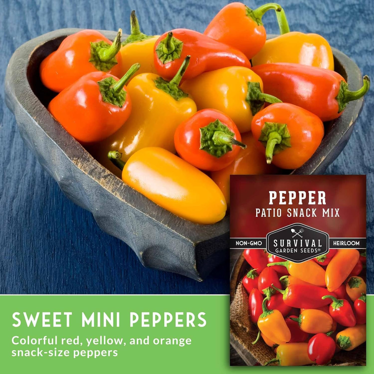 Patio Snack Mix Mini Sweet Pepper Seeds for Planting | Compact Lunchbox-Style…