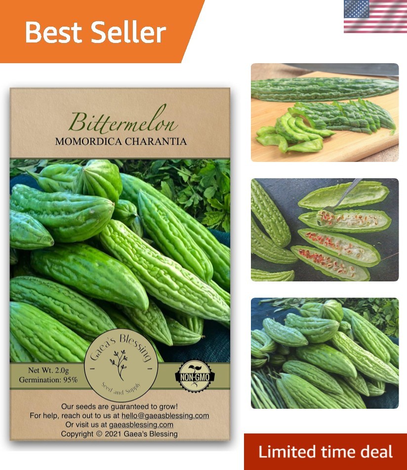 Grow Delicious Bitter Melon – Non-GMO Seeds with 92% Germination Rate, Pack of 1