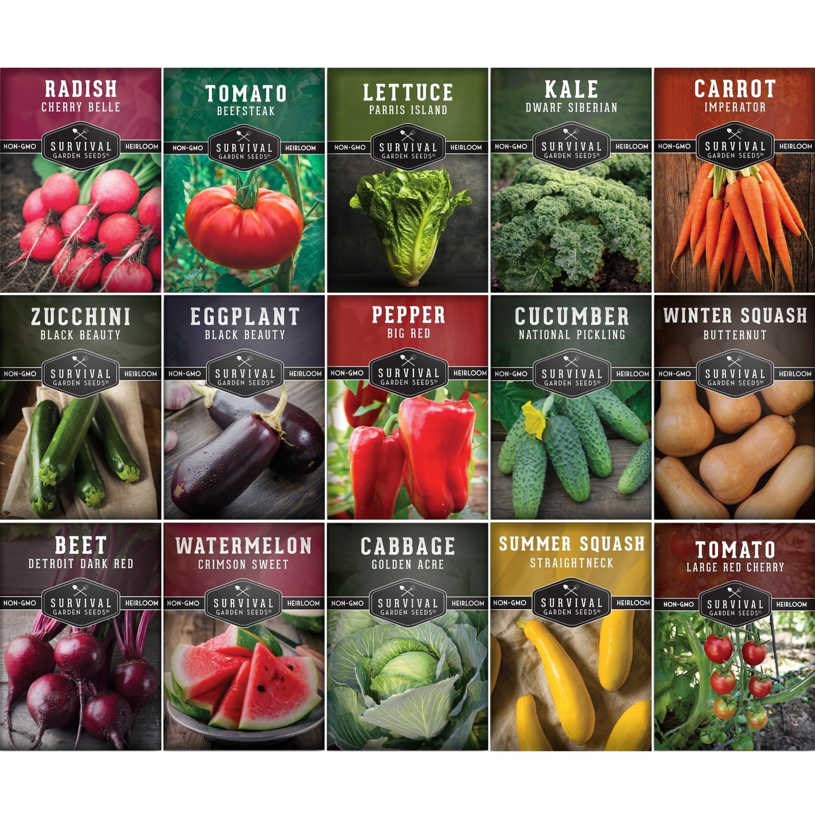 Vegetable Garden Seed Vault for Planting – 15 Pack Collection | Heirloom Non-…