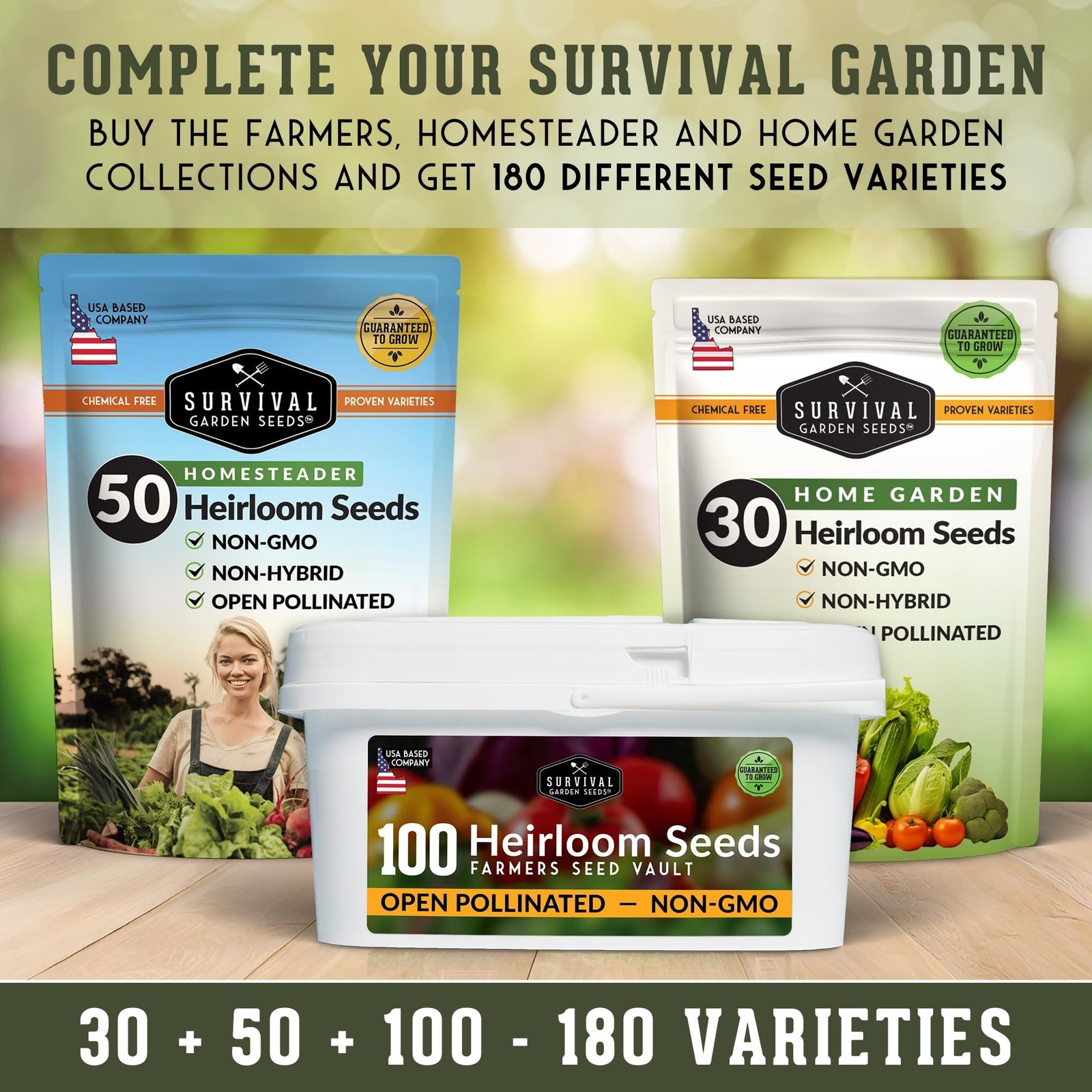 Home Garden Vegetable Seeds 30 Variety Pack – Heirloom Seed Vault Kit for Pla…