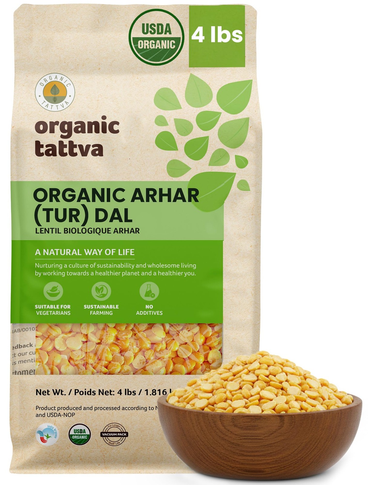 Toor Dal (4 lbs) – Unpolished Organic Tur Dal (Arhar) – Nutritious & Rich in …