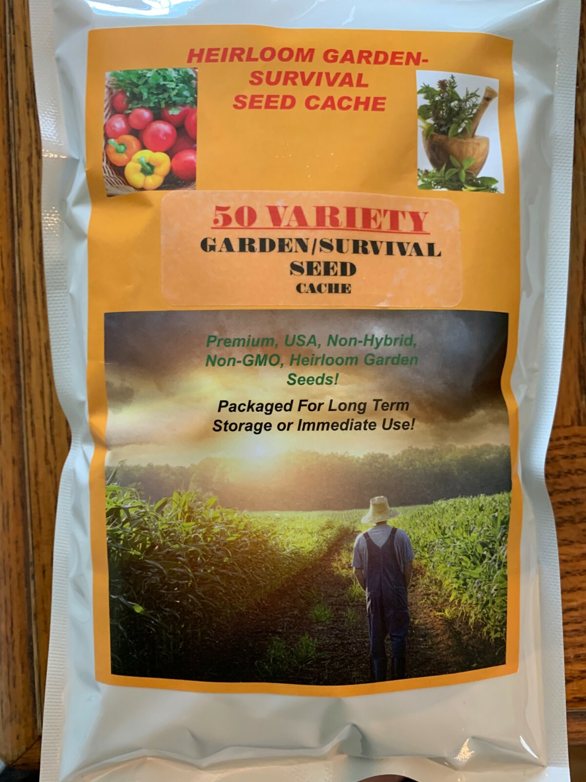 22,000 Seed 50 Variety Survival/Garden Cache includes $29.99 Herb Pack, Heirloom