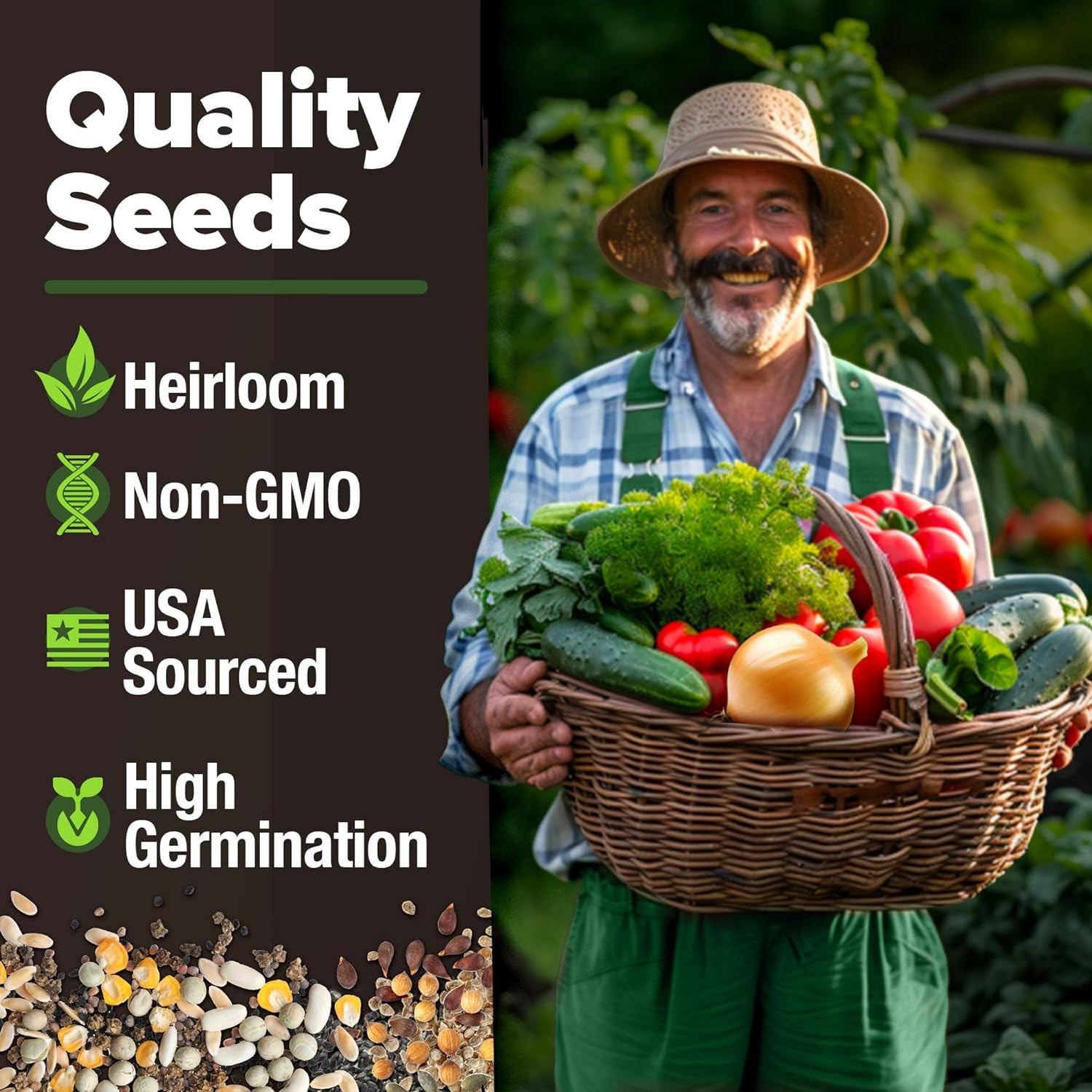 HOME GROWN 25 Variety Survival Seed Vault 12,000+ Heirloom Non-Gmo Vegetable See