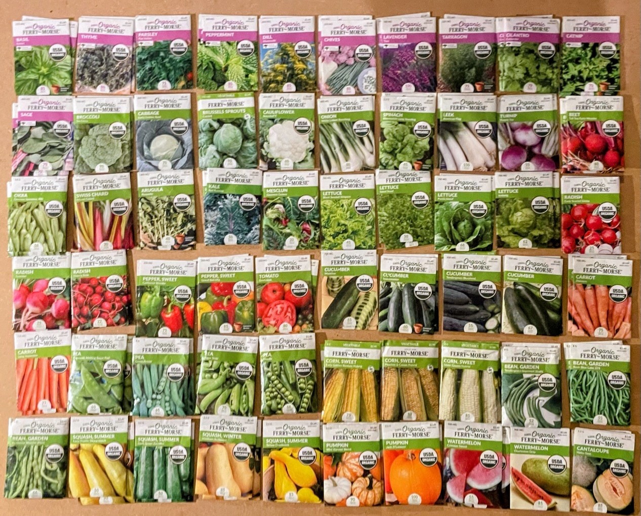 Lot of 120 Ferry Morse Herb and Vegetable seeds . Non Gmo. Dated 2025