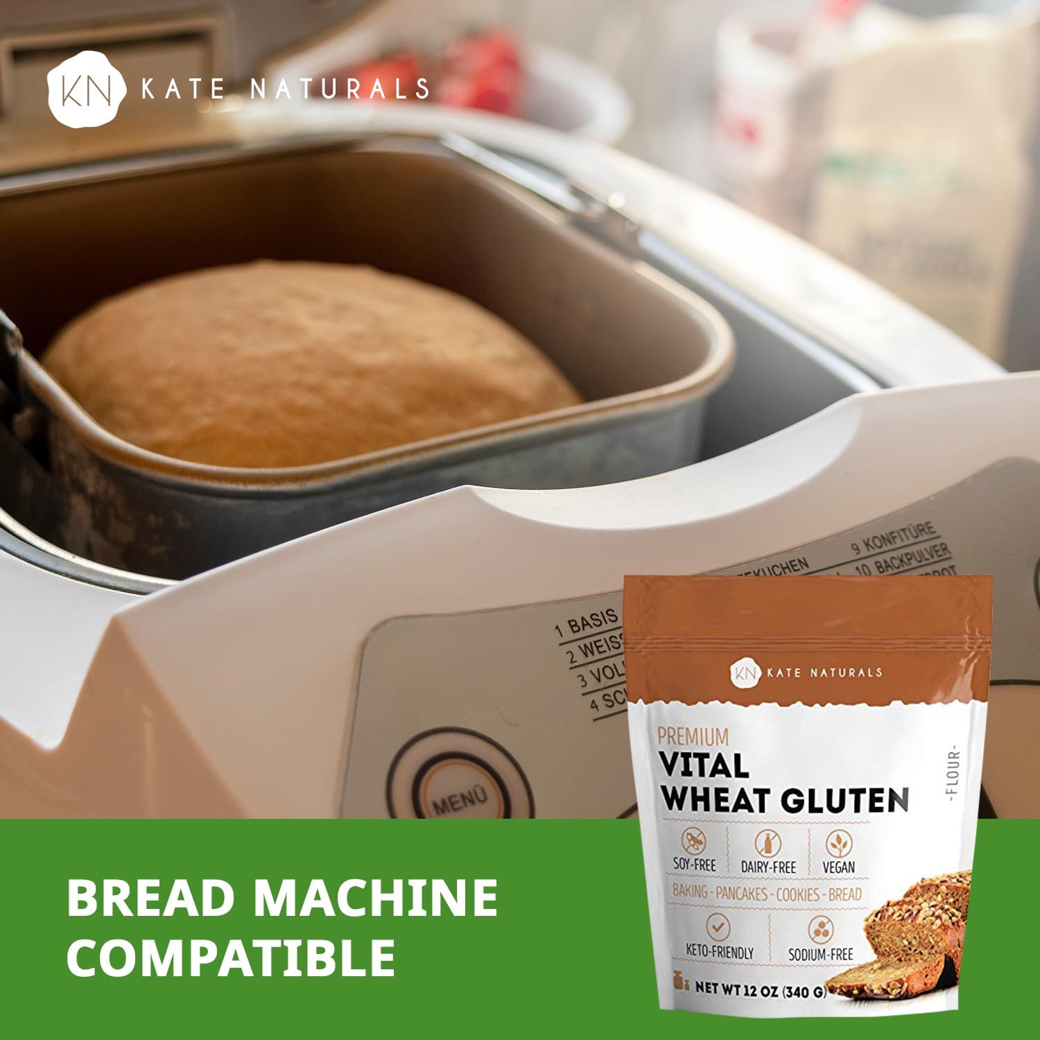 Kate Naturals Vital Wheat Gluten for Bread Making, 12 Ounce (Pack of 1)
