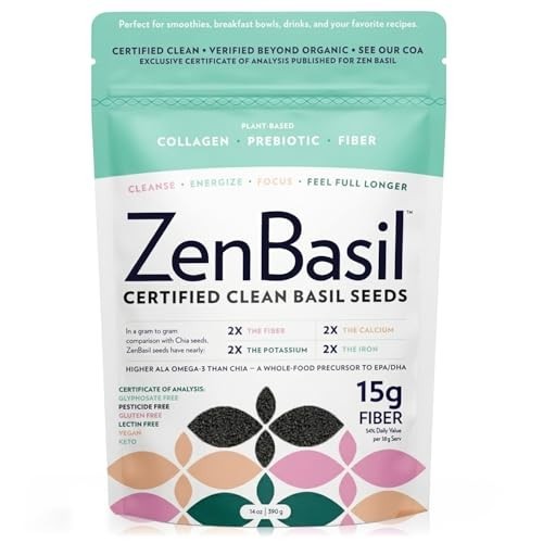 Edible Basil Seeds 14oz Kosher Non-GMO Gluten Free Vegan High Fiber Superfood