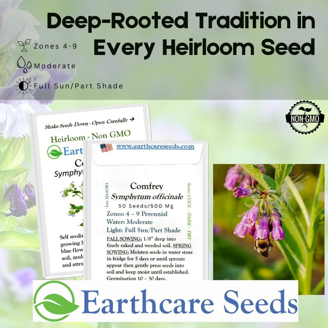 True Comfrey 50 Seeds (Symphytum Officinale) Non GMO, Heirloom