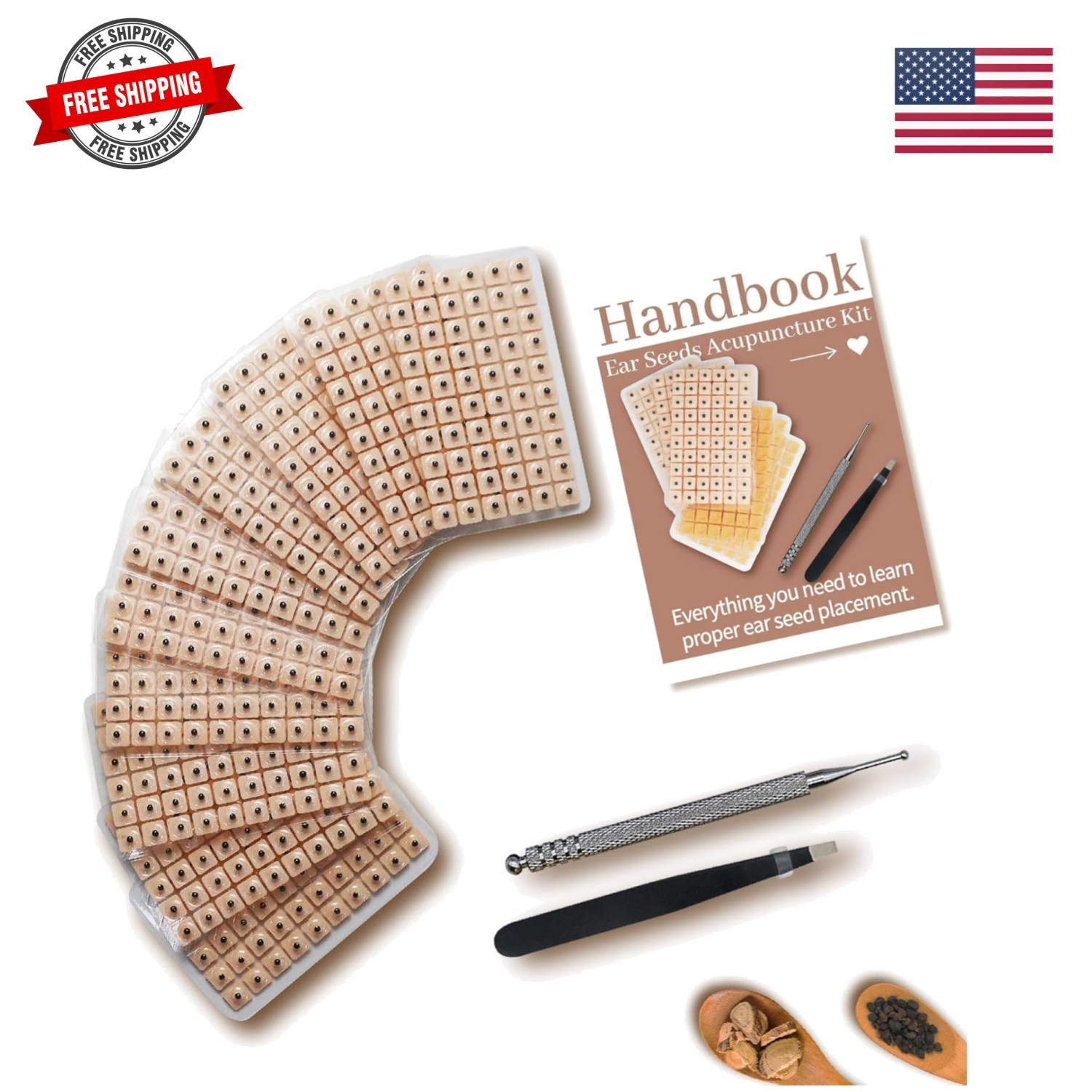 600-Piece Ear Seeds Kit – Natural Vaccaria Seeds for Auricular Acupressure – …