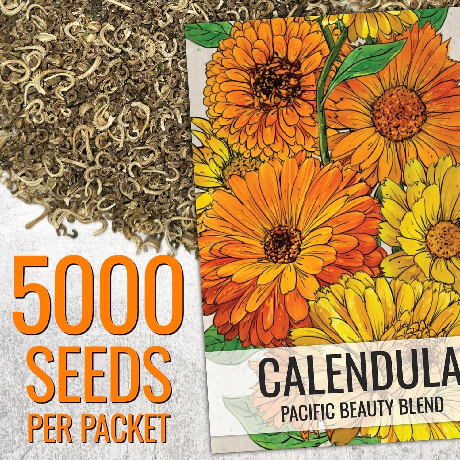 Calendula Seeds Pacific Beauty Mix | 5,000+ Seeds Calendula Officinalis Non-G…
