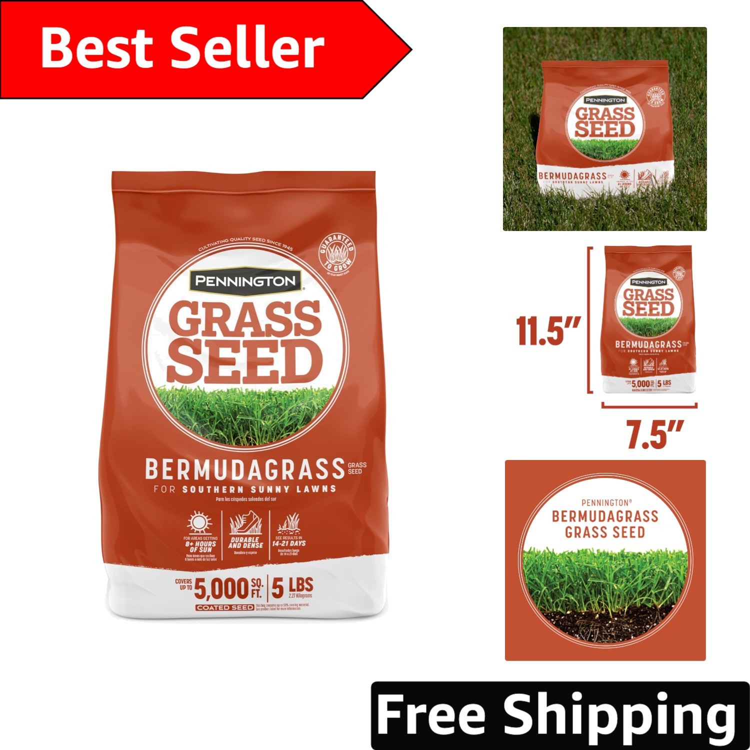 Bermudagrass Grass Seed, 5 lb – Low-Maintenance Lawn for Southern Outdoors