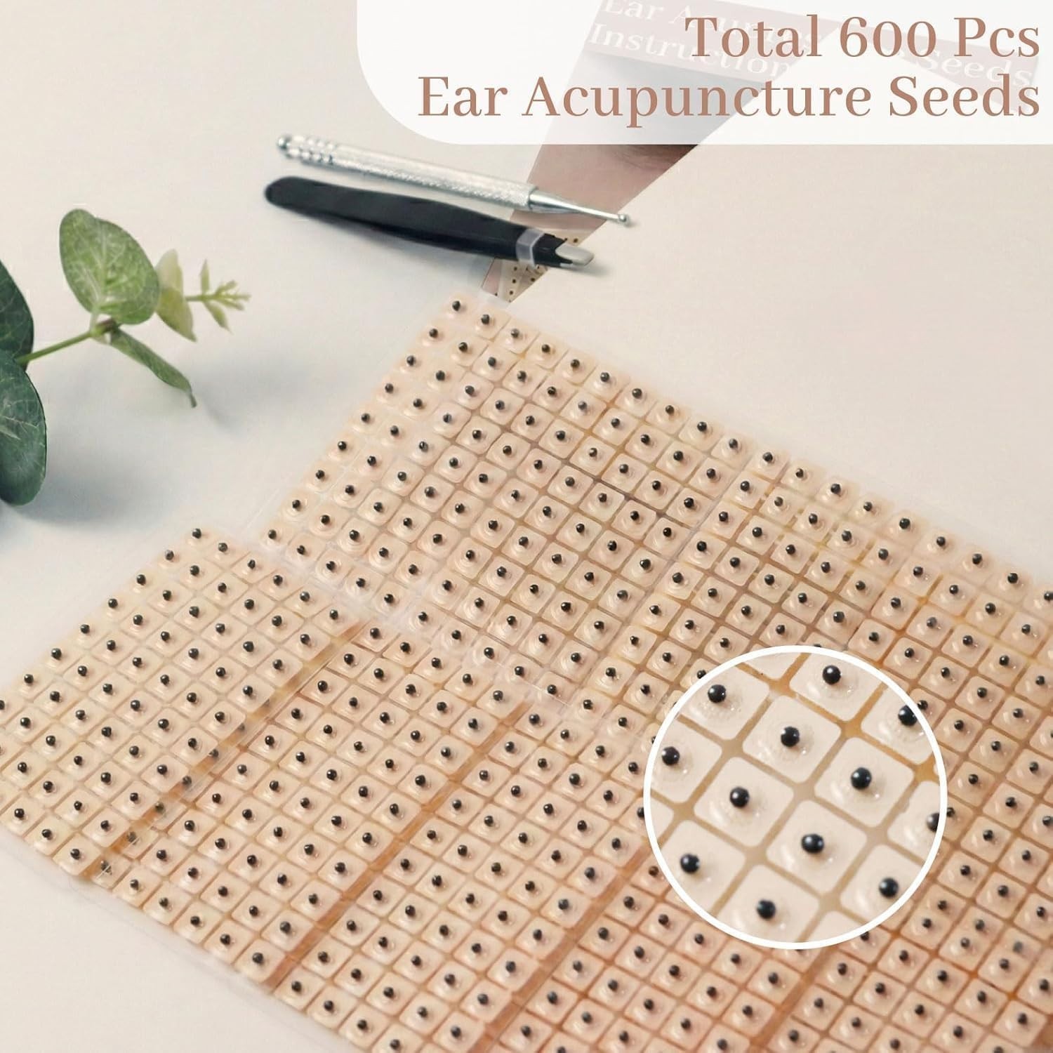 600-Piece Ear Seeds Kit – Natural Vaccaria Seeds for Auricular Acupressure – …