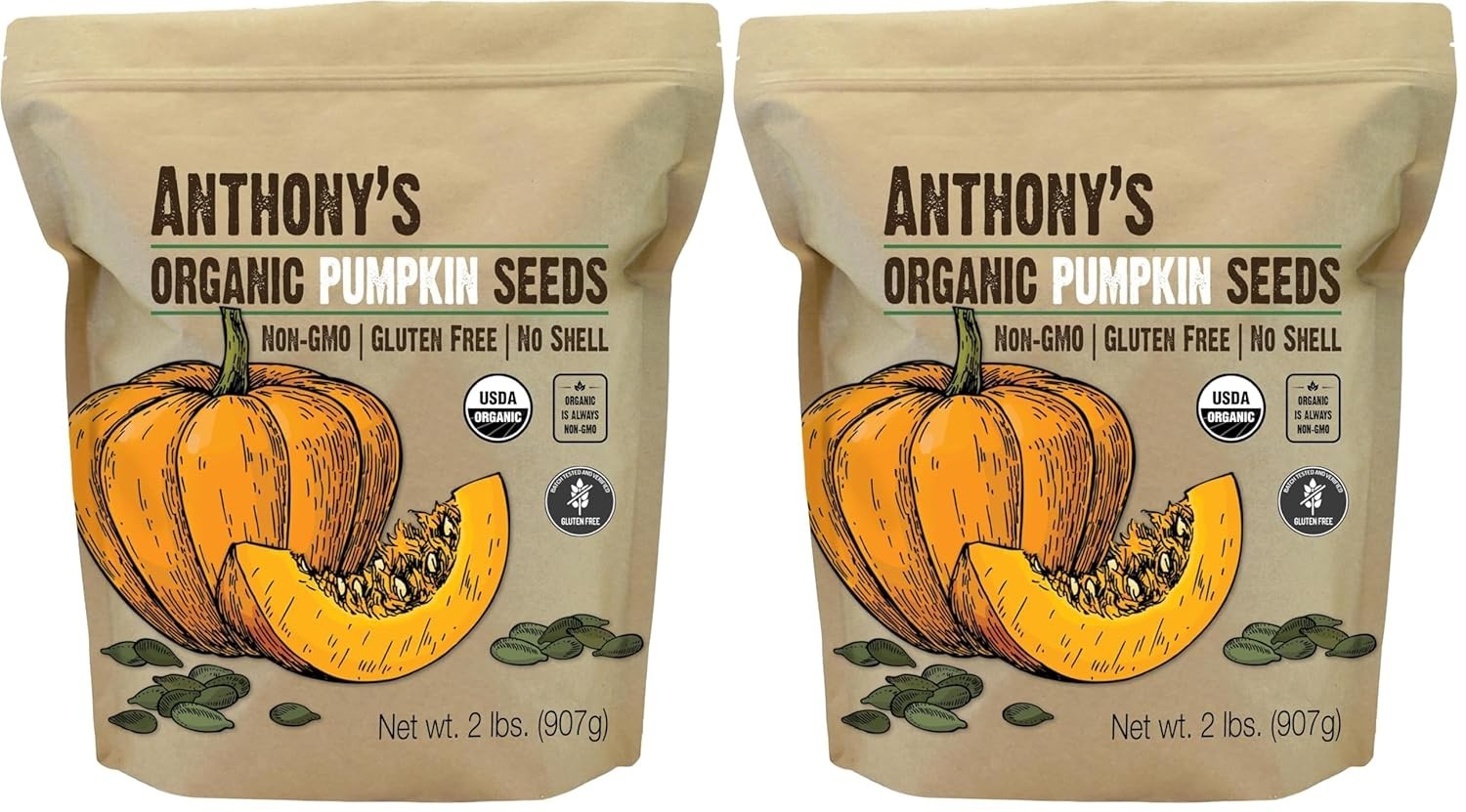 Anthony’s Organic Pepitas – Raw, Unsalted (2 lb, Pack of 2)