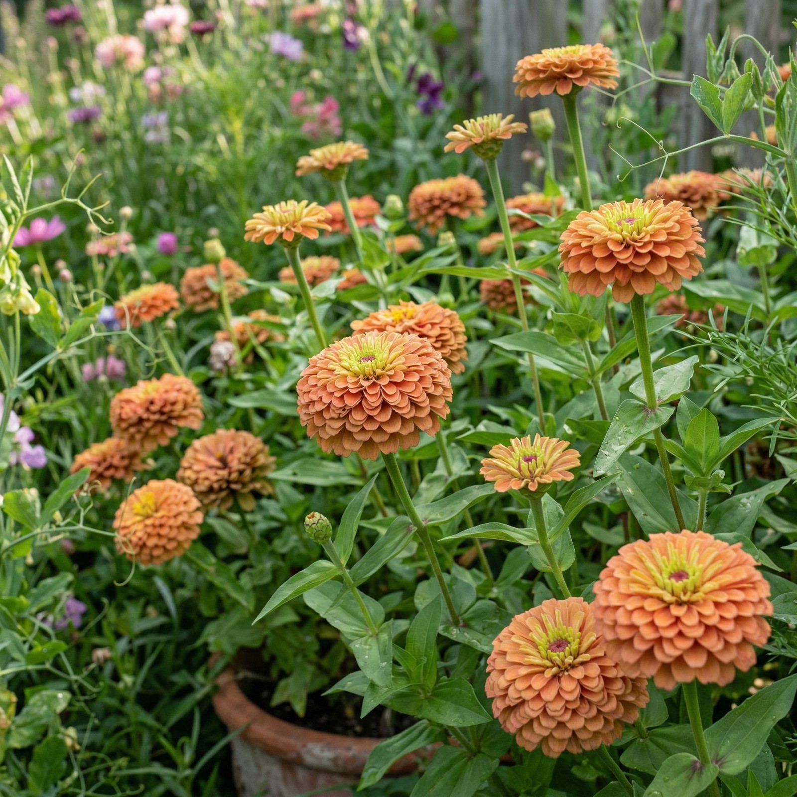 Zinnia QUEENY LIME ORANGE Cut Flower Garden Elegant Blooms Heirloom 25 Seeds