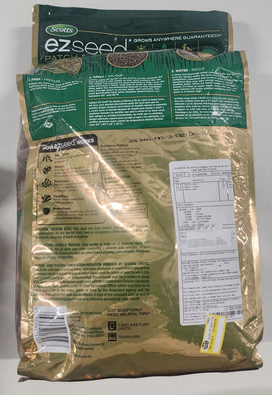 SCOTT’S EZ SEED Patch & Repair 2-10lb Bags For Tall Fescue Lawns
