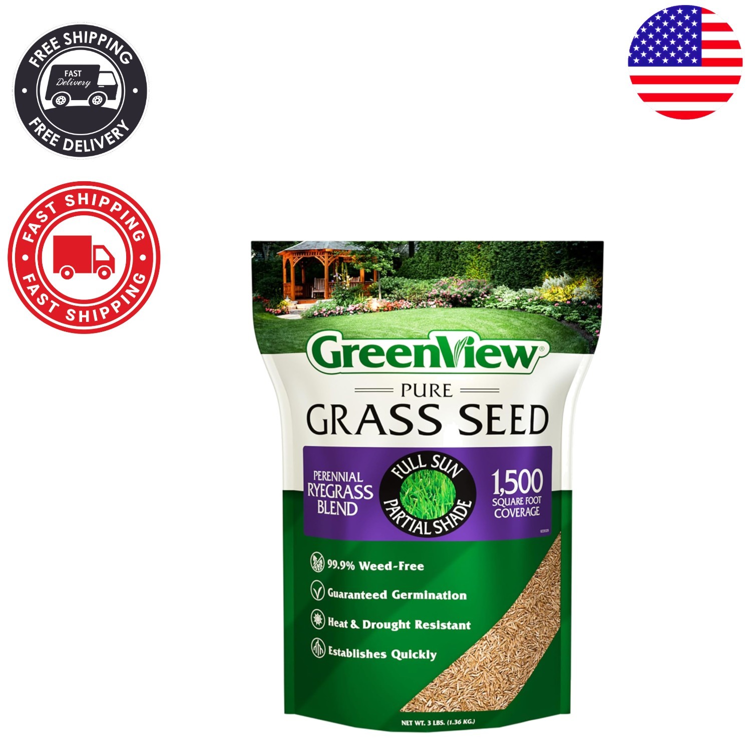 Fast Germinating Perennial Ryegrass Seed – 99.9% Weed-Free, Sun & Shade Tolerant