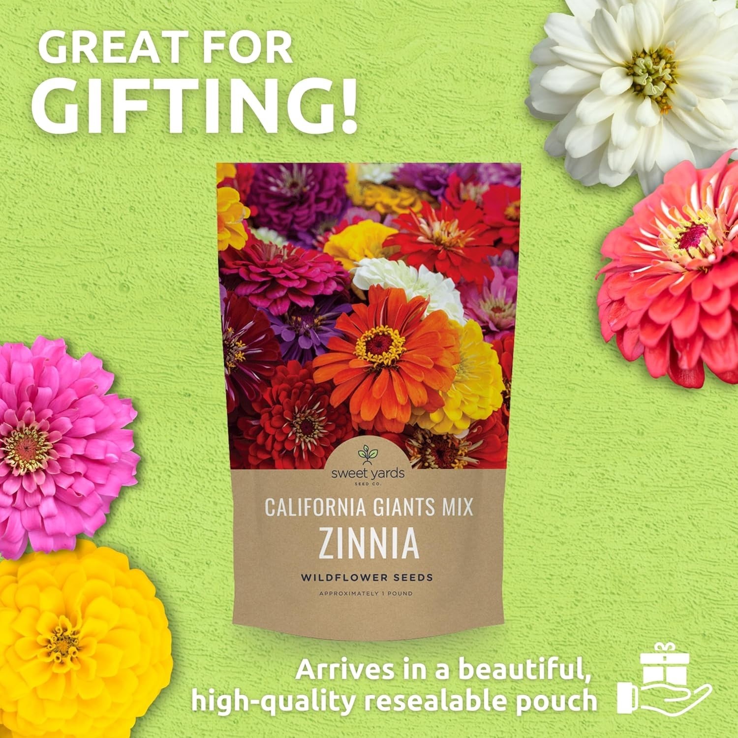 Zinnia California Giants – 1lb Bag – 48k+ Seeds