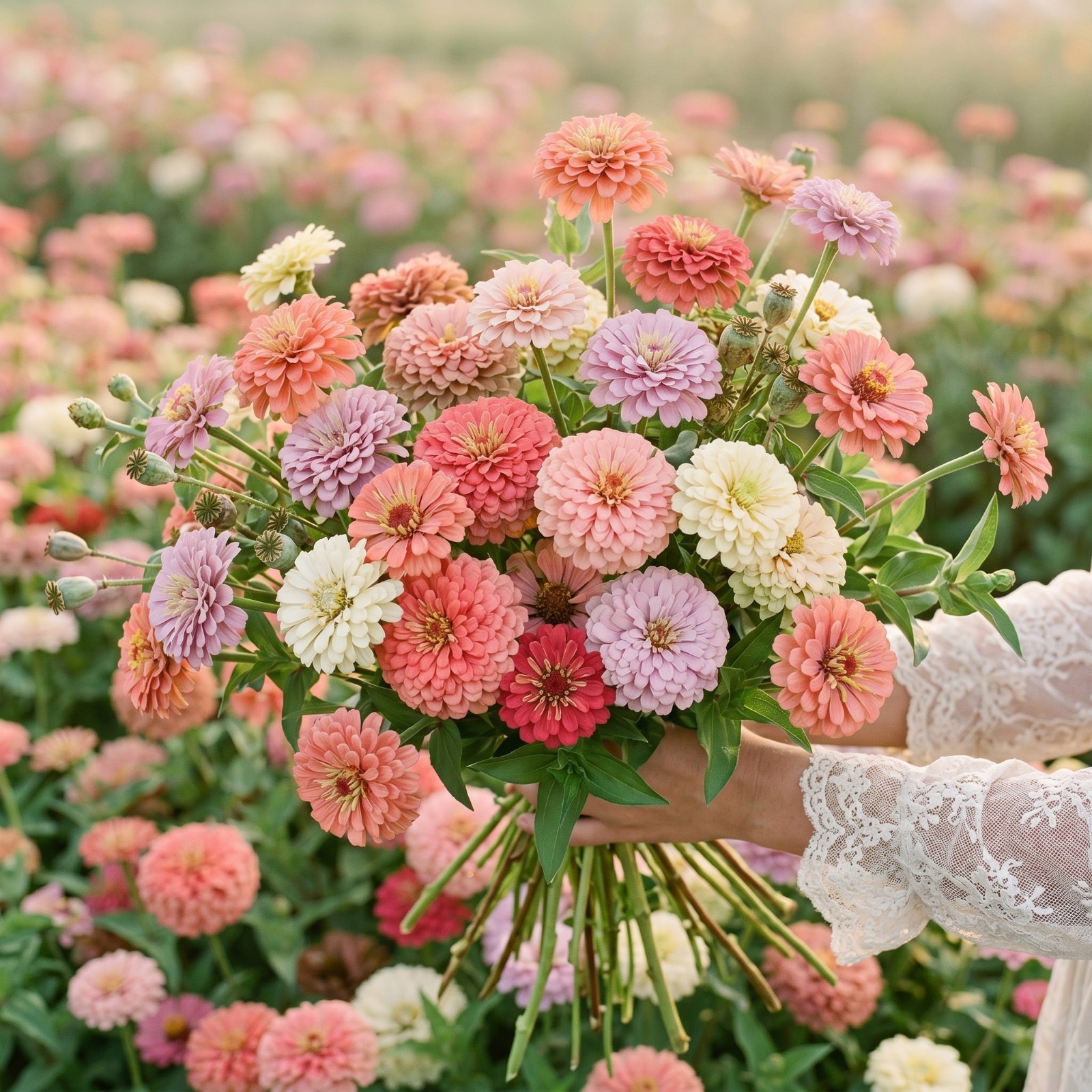 Zinnia GIGANTICA VINTAGE ROSE Wedding Mix Romantic Huge Double Blooms 50 Seeds!