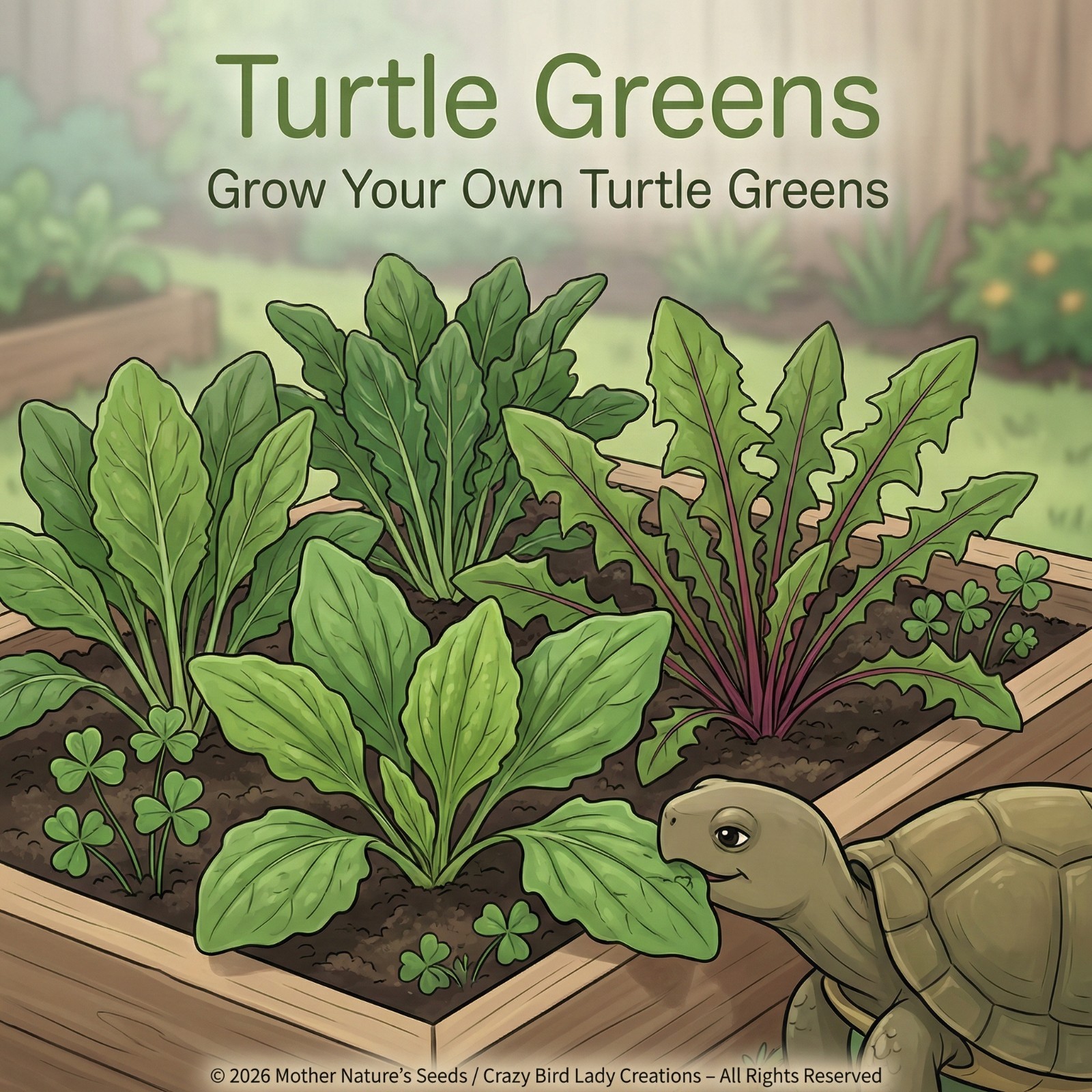 Turtle Greens FORAGE GARDEN MIX Dandelion Plantain Clover Chicory 1500 Seeds!
