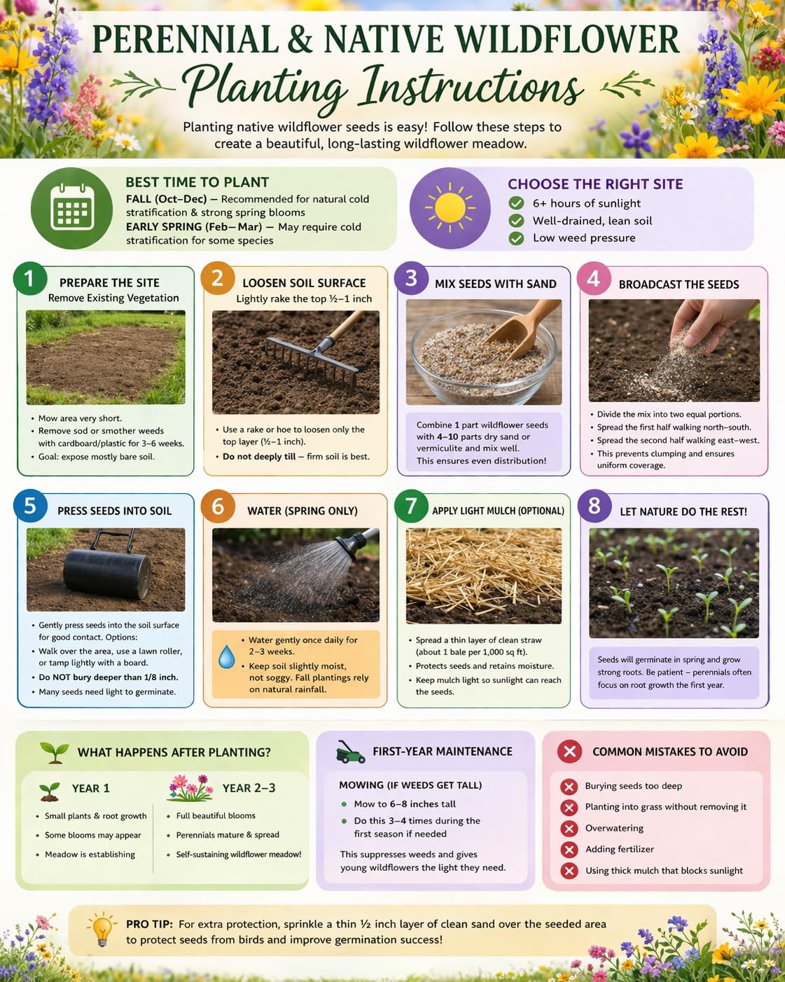 Missouri Bulk Perennial Wildflower Seed Mix 1/4 Pound Covers 500sq-ft – Attra…