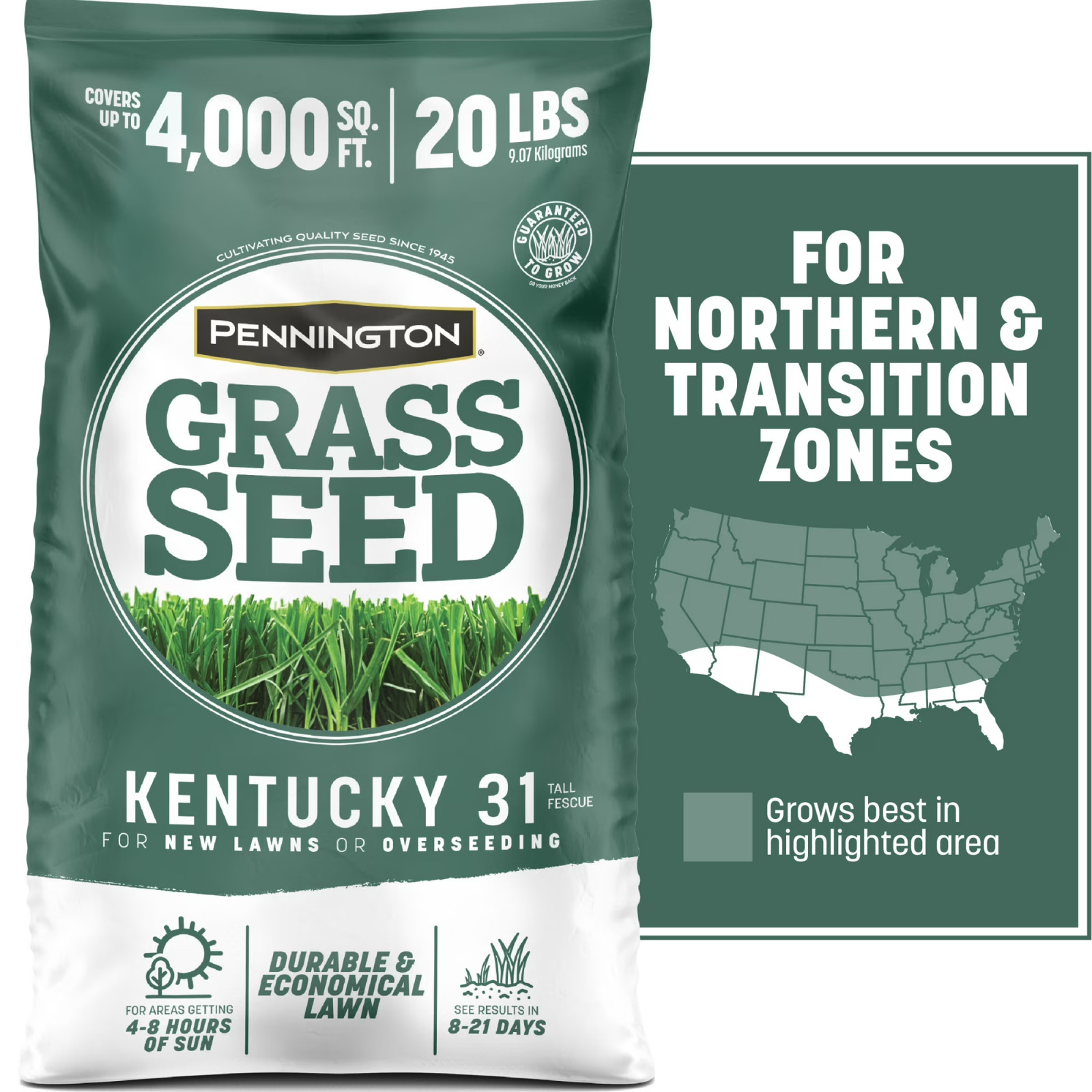 Pennington Kentucky 31 Tall Fescue Grass Seed Sun to Partial Shade 20 lb New
