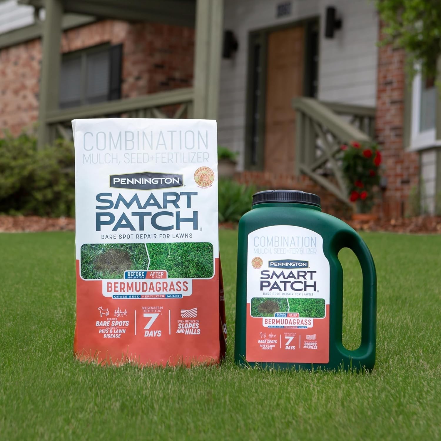 Smart Patch Bermudagrass 10lb 200 sq. ft. Grass Seed Bare Spot Repair with Mu…