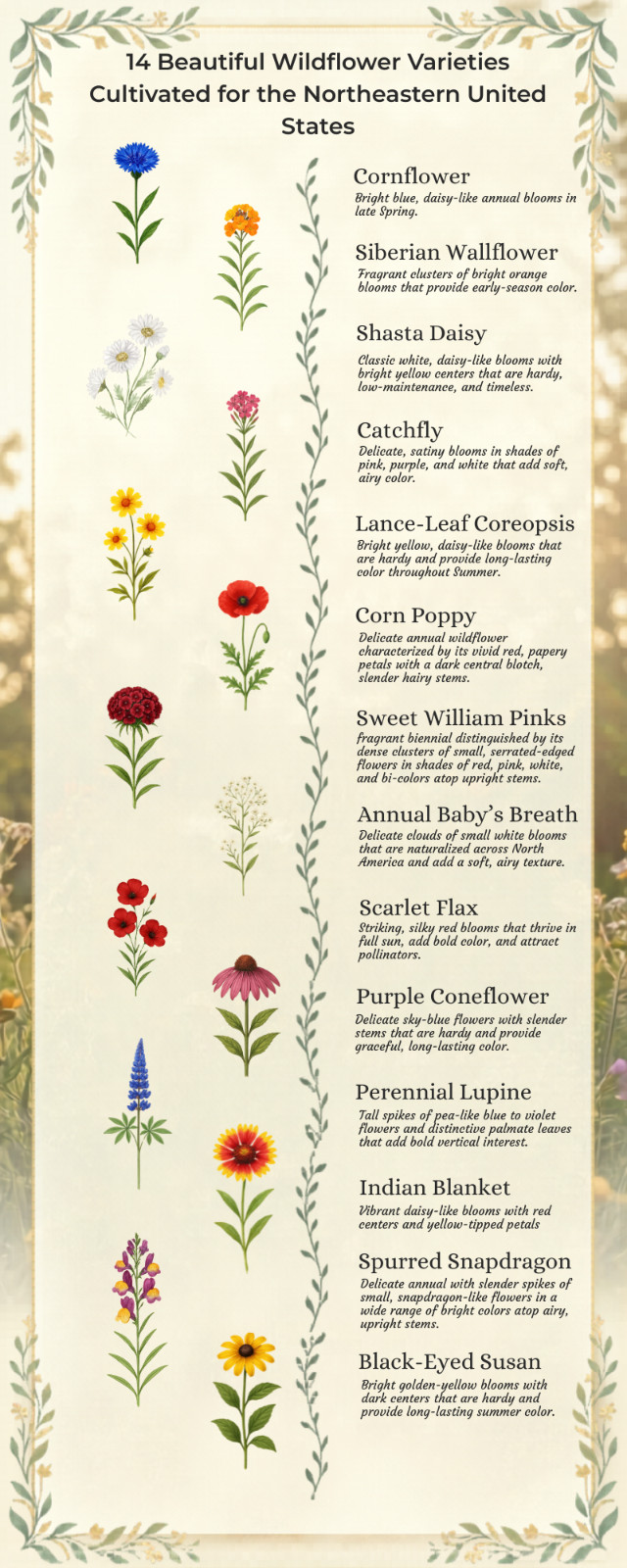 Maine Wildflower Seed Mix 1/2 lb Covers 1,000 Sq Ft Pollinator Garden Seeds
