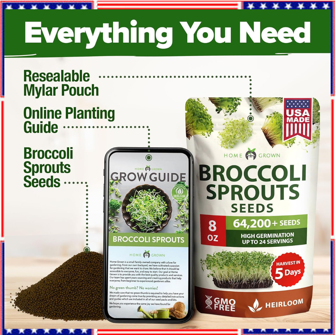Broccoli Sprouting & Microgreens Seeds – 64,200 Non-GMO Heirloom