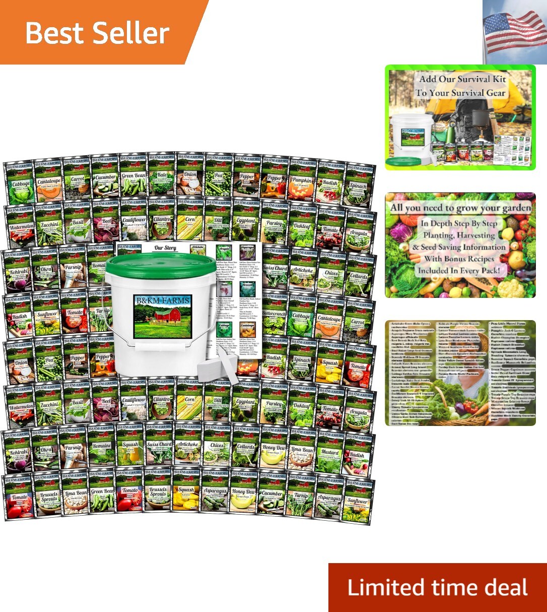 100 Seed Packets, 50 Different Vegetable & Fruit Seeds. 100,000 Individual Se…