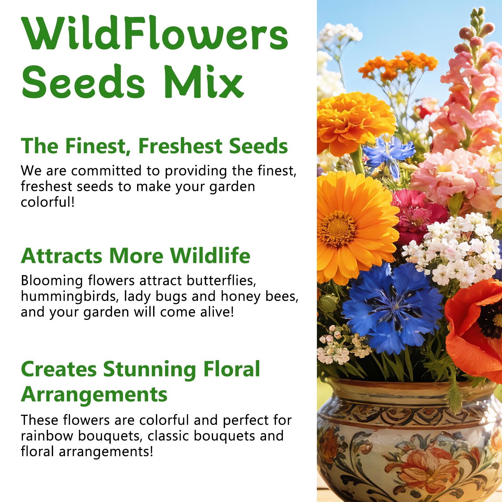 Wildflower Seeds 16 Varieties Annual Perennial Pollinator Garden Flower 2 Oz Mix