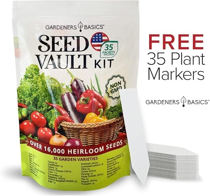 Survival Vegetable Seeds Garden Kit over 16,000 Seeds Non-Gmo and Heirloom