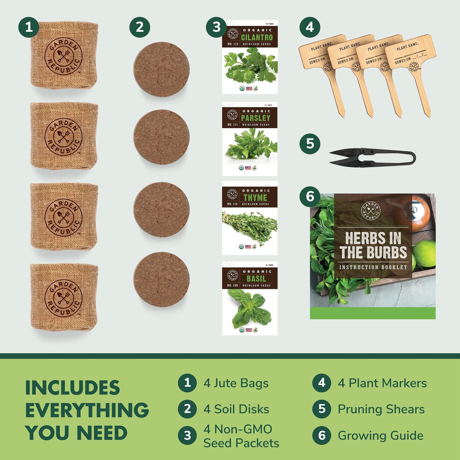 Indoor Herb Garden Starter Kit – Heirloom, Non-GMO Herb Seeds – Basil Thyme P…