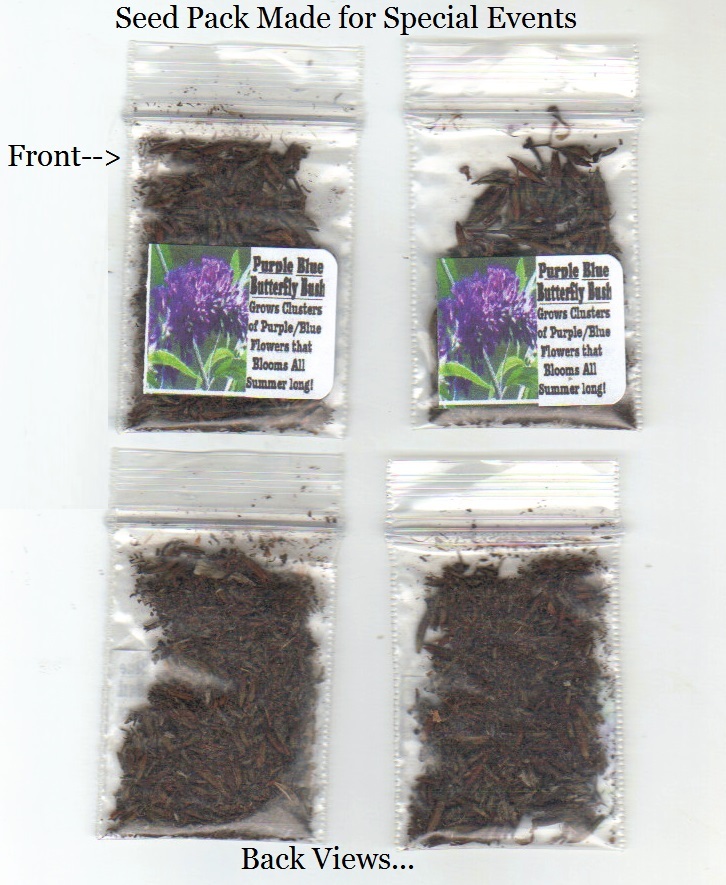 Wedding Seed Favors 25 Bags Purple/ Blue Butterfly Bush Seeds-