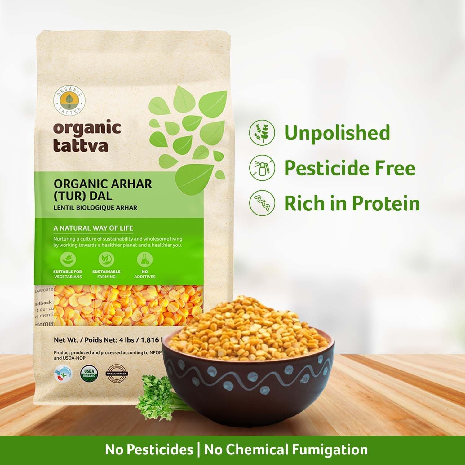 Toor Dal (4 lbs) – Unpolished Organic Tur Dal (Arhar) – Nutritious & Rich in …