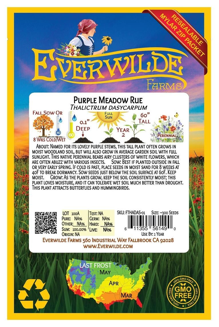 300 Purple Meadow Rue Wildflower Seeds – Everwilde Farms Mylar Seed Packet