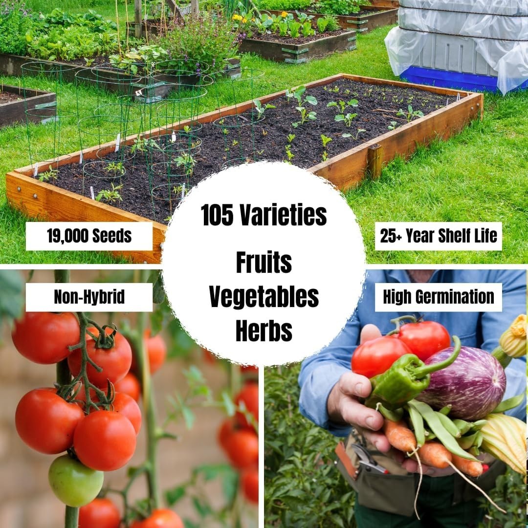 Ultimate Home Garden Kit – 105 Varieties of Non-GMO Heirloom Seeds in Organizer