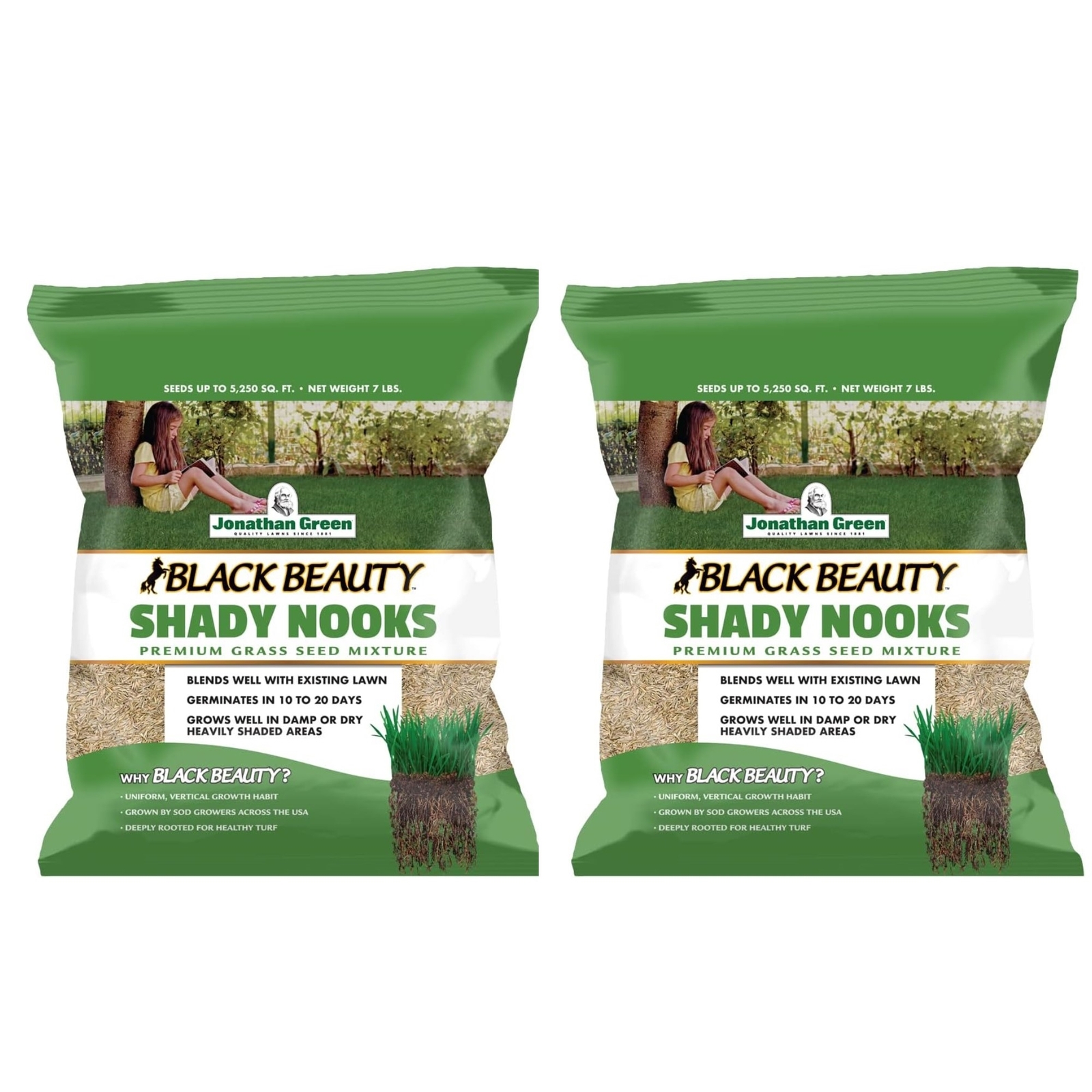 Jonathan Green Black Beauty Shady Nooks Premium Grass Seed Mixture, 7lb (2 Pack)
