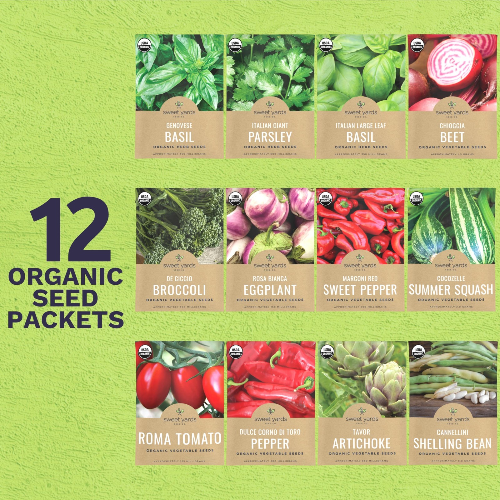Organic Italian Garden Seeds Variety Pack – 12 Individual Packs – 2026 Season…